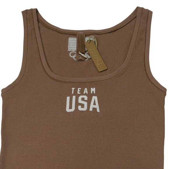 SKIMS Soft Lounge Rib Tank Dress Team USA Sienna Medium - Picture 5 of 13